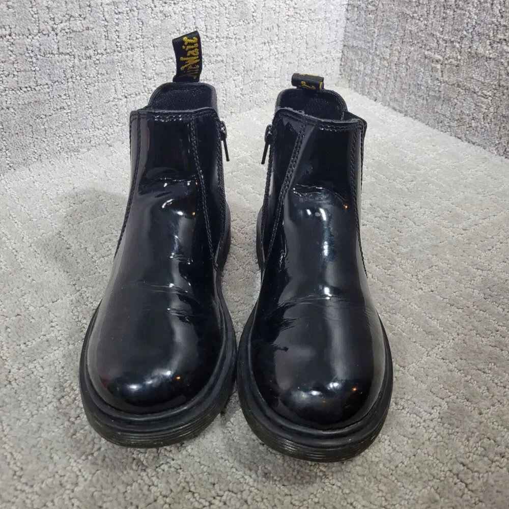 Dr Martens Youth Size 3Y US Black Patent Leather Chelsea Boots 32976 J